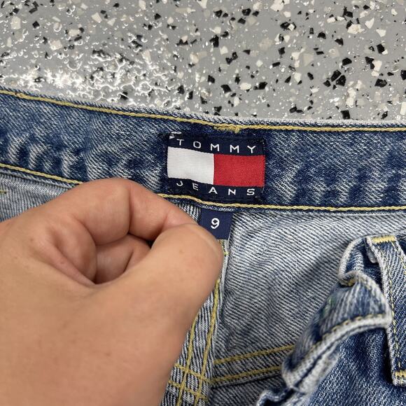 Tommy Jeans Short Shorts Cut Off Button Fly Size 9 Vintage Box Logo - Picture 5 of 6